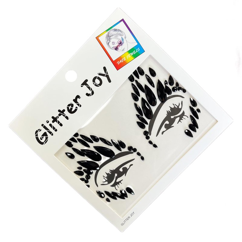 KOTBS 6 Sheets Black Face Gems, Self-Adhesive Rhinestone Face Jewels for Festivals, Halloween, and Costume Parties, Large