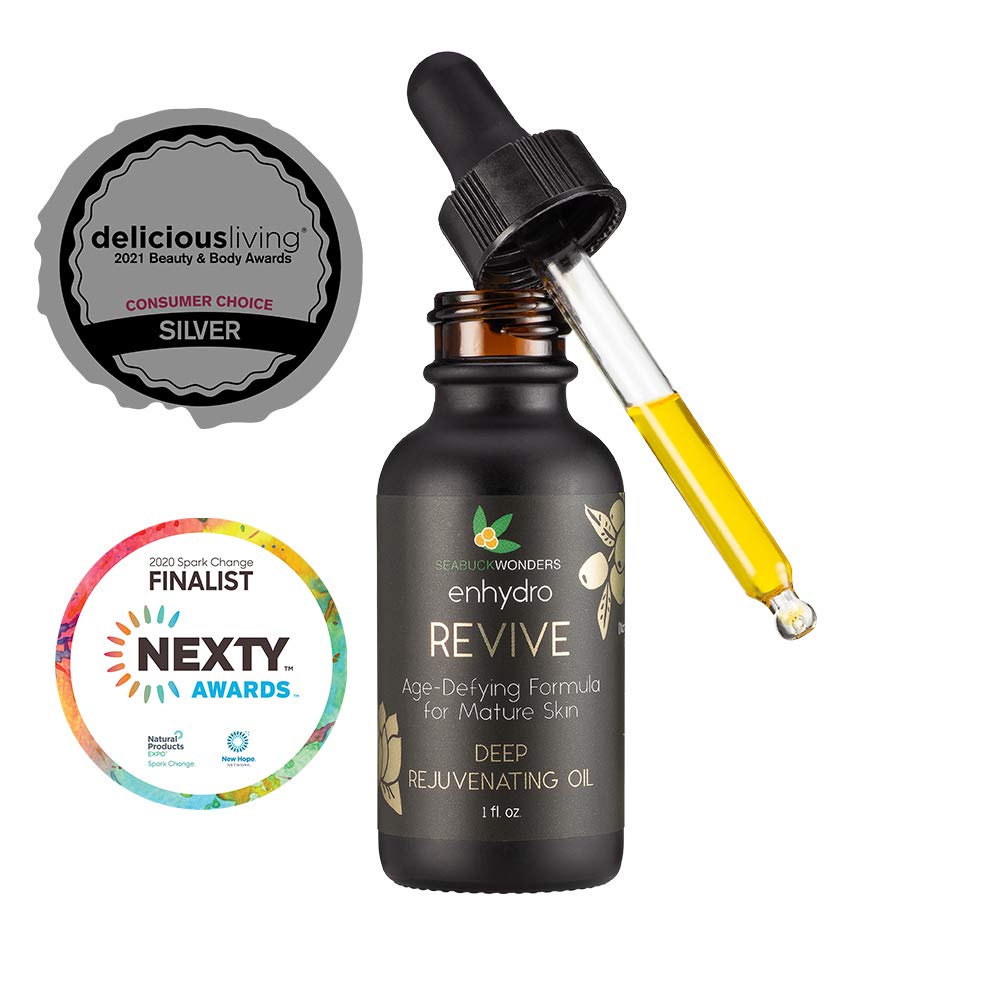 SeabuckWonders Organic Sea Buckthorn Enhydro Revive Oil Serum for Face & Body, Age-Defying, Rejuvenating Formula for Mature Skin, with Vitamin C, Moringa & Rosehip Oil, 1 Fl Oz