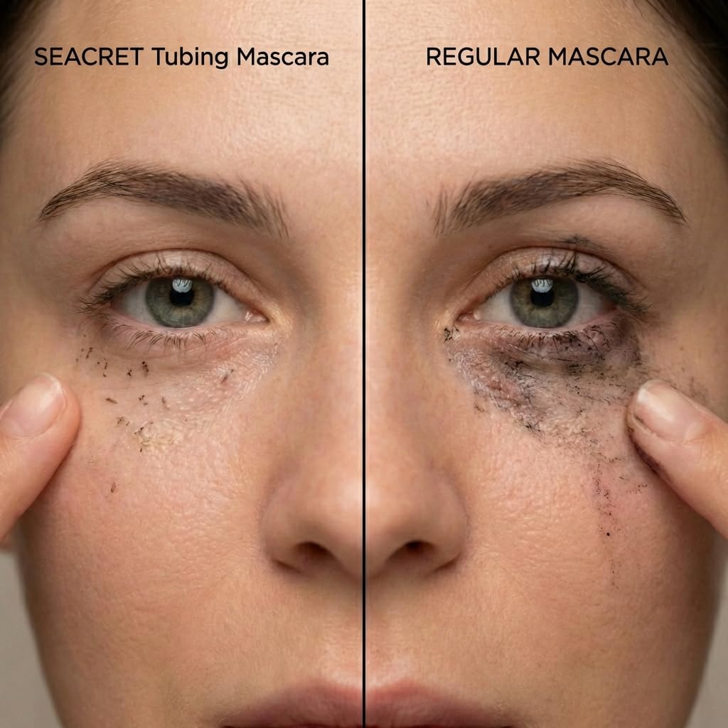 Non-Smudge Tubing Mascara - Flake-Free, Dead Sea Mineral Infused, Vegan Black, 0.28 Oz