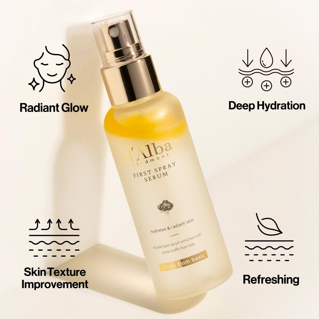 d'alba Piedmont Italian White Truffle First Spray Serum & Waterfull Essence Sunscreen, Vegan Skincare, Light-weight Korean Skin Care