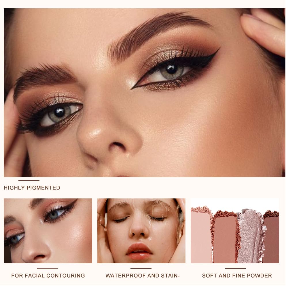 Multi-Finish Eyeshadow Palette - Matte, Shimmer & Metallic | Silky Smooth, Long-Lasting Blendable Shadows