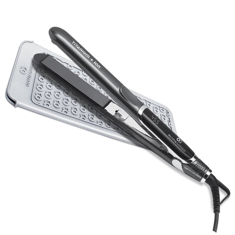 Olivia Garden Titanium + Ion Professional Flat Iron - Hair Straightener for All Hair Types - Includes Heat-Resistant Mat - 3D Floating Plates, 1"