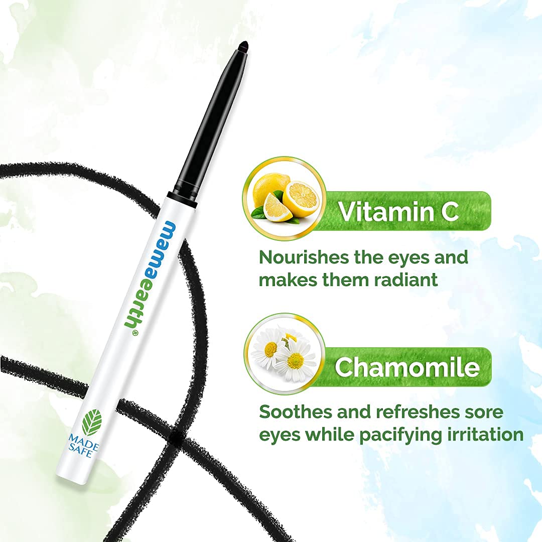 MAMAEARTH Charcoal Black Kajal with Vitamin C & Chamomile, 0.35g