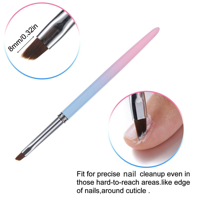 Nail Art Clean Up Brushes - Acetone Resistant Nail Polish Remover | 2 Pcs Round & Angled Design