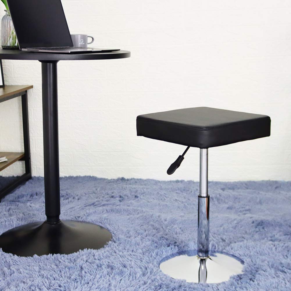 FURWOO Black Square Salon Stool - Height Adjustable Step Stool for Vanity,Manicure,Shop,Barber Home Office,Small