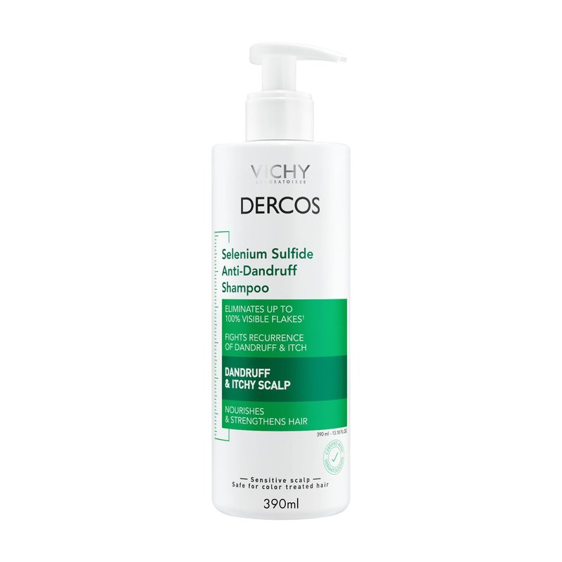 Vichy Dercos Dandruff Shampoo, Antifungal Itchy Scalp Treatment for Men & Women, Clinical Strength Selenium Sulfide, Formulated with Niacinamide & Salicylic Acid, Dermatologist Recommended, 13.8 fl oz