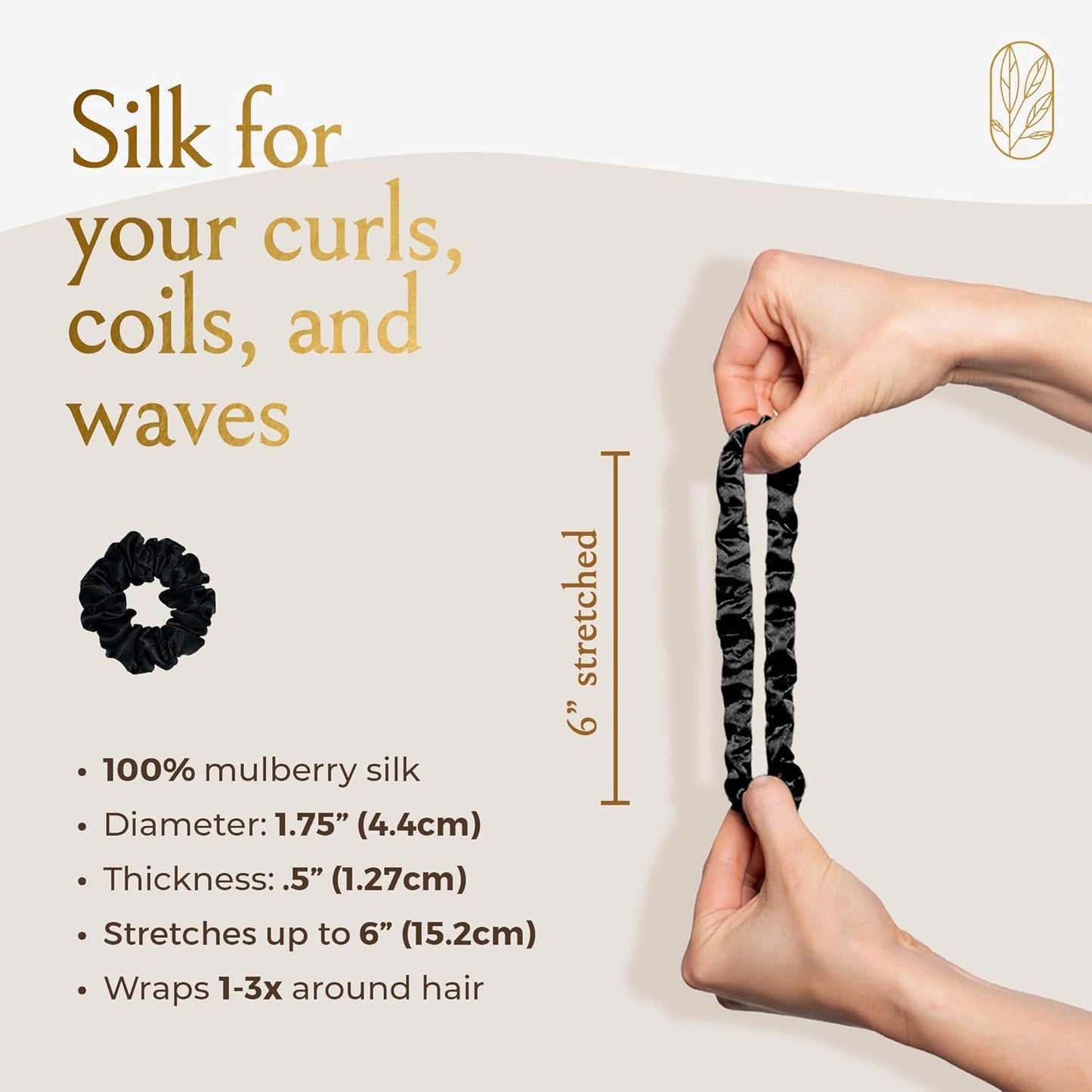 Mini Mulberry Silk Scrunchies for Women & Kids - Anti-Breakage Hair Ties for Fine, Curly & Thin Hair | Onyx Black (4 Pack)
