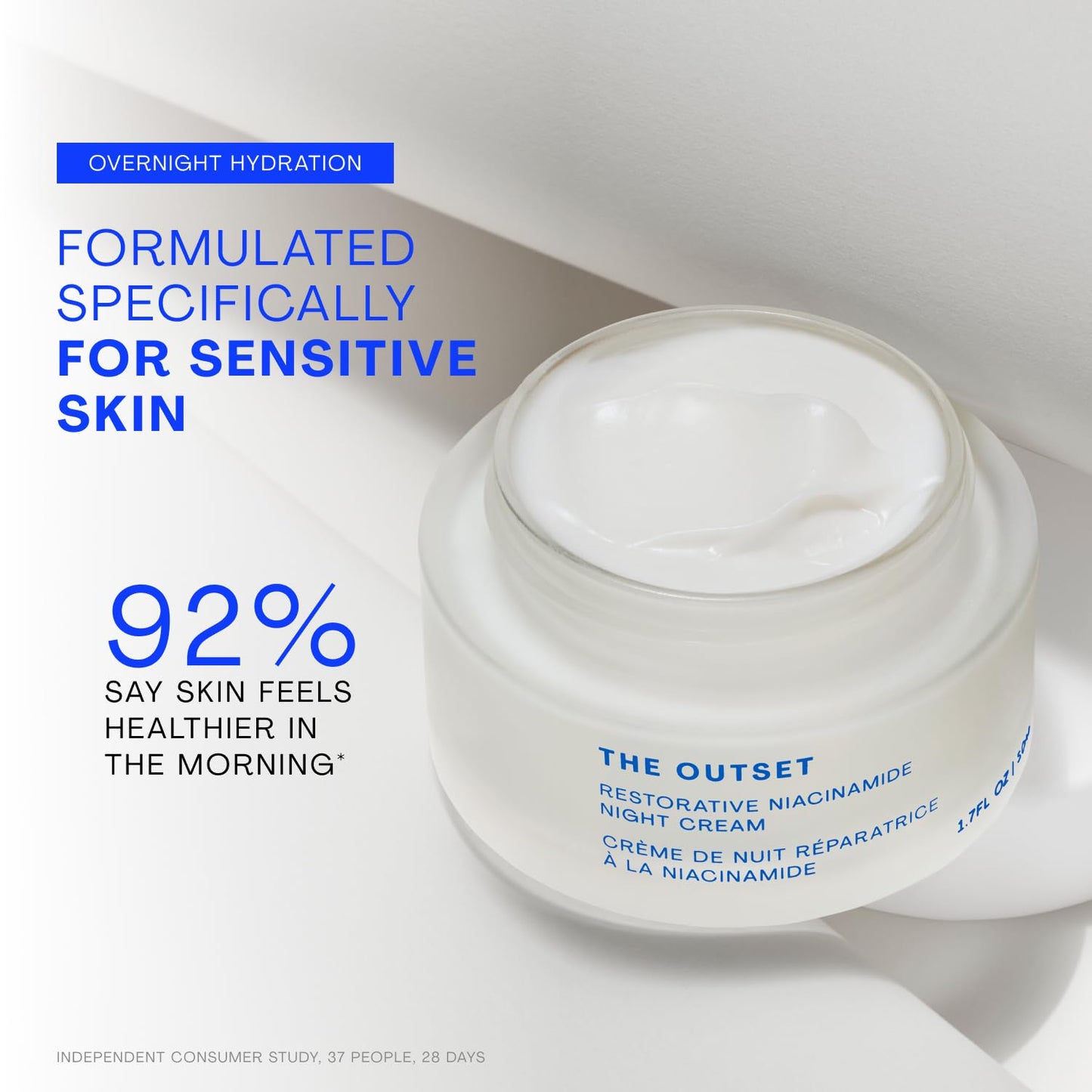 The Outset Niacinamide & Bakuchiol Night Cream, Hydrating Fragrance-Free Moisturizer for All Skin Types & Sensitive Skin - 1.7 fl oz