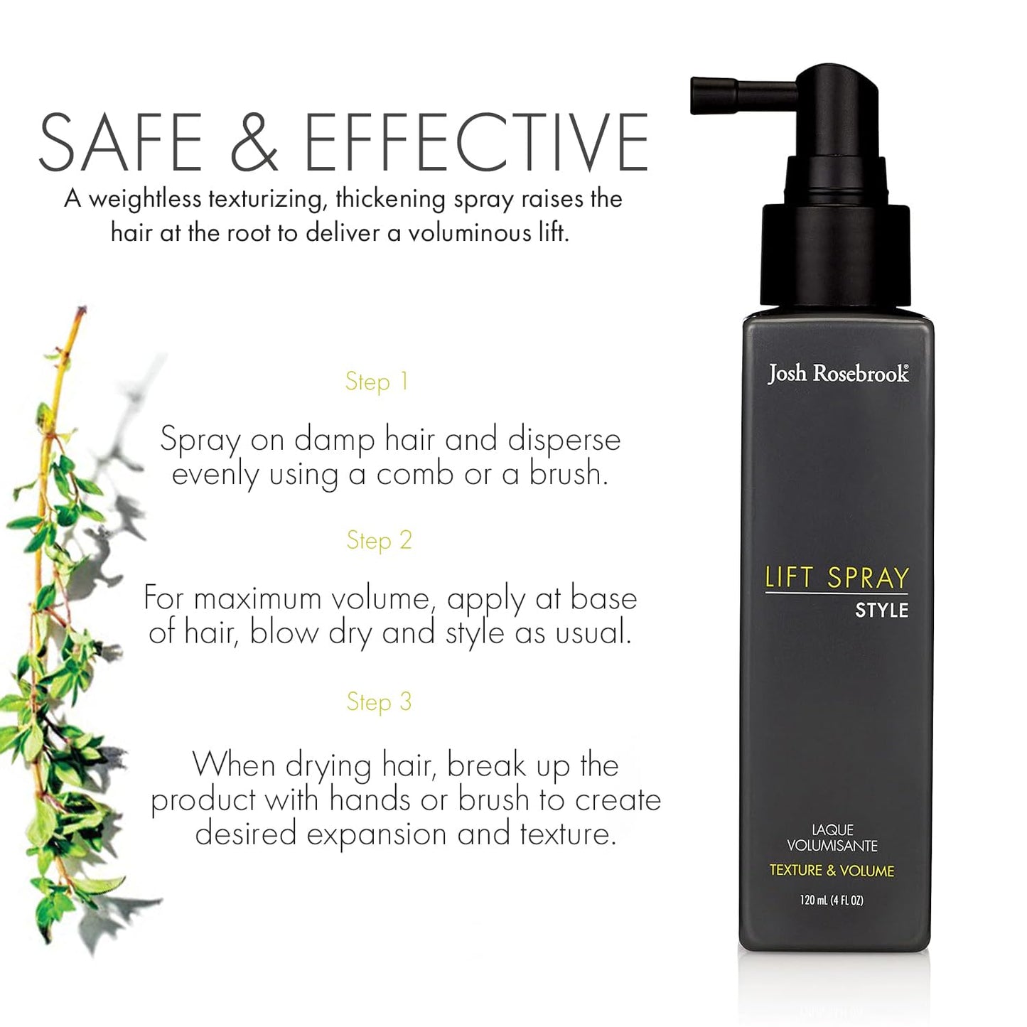 Josh Rosebrook Lift Spray - Volumizing Root Lifter for Fine Hair 4oz
