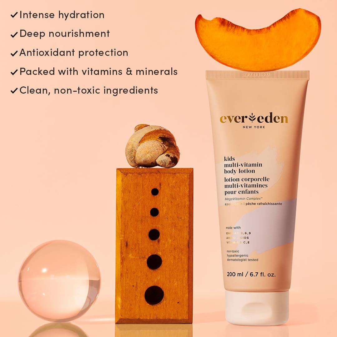 Evereden Kids Multi-Vitamin Body Lotion (6.8 fl.oz., Melon Juice): Gentle & Non-Toxic Moisturizing Kids Lotion | Nourishing & Protective Lotion for Kids