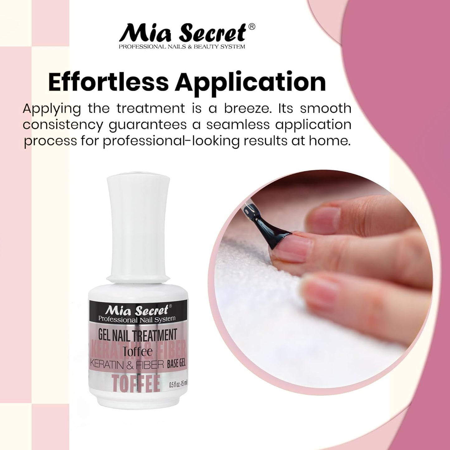 Mia Secret Professional Toffee Scented Gel Nail Treatment Keratin Base & Top Gel 0.5 FLoz