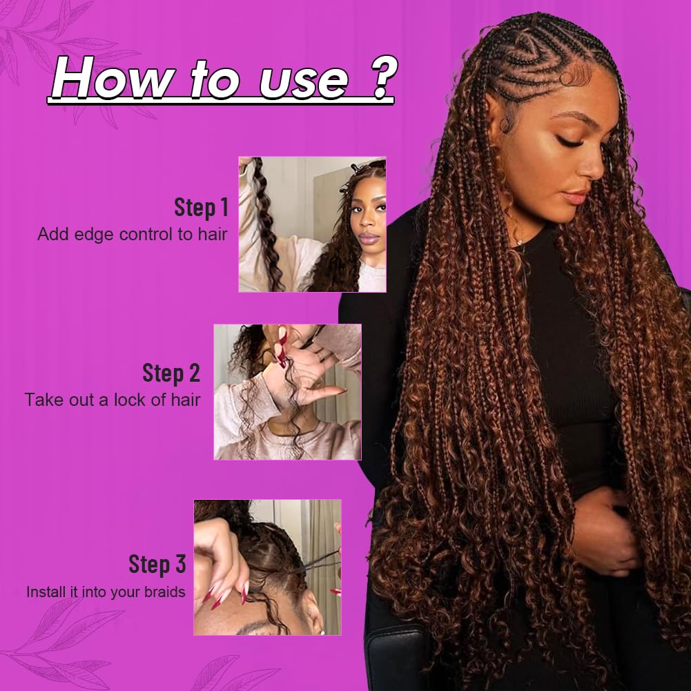 100 Percent Human Boho Braiding Hair Deep Wave Bulk Boho Hair for Braiding Curly Bundles (18inch,#4 Natural Brown)