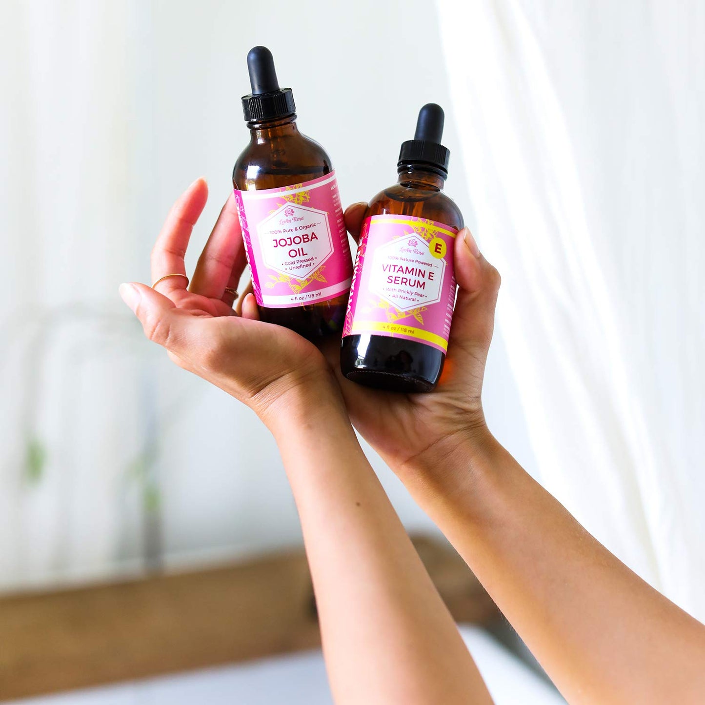 Leven Rose Vitamin E Oil Serum for Face and Skin, 4 fl oz Hydrating Serum Moisturizer, Multi Use Body Hair and Nail Oil