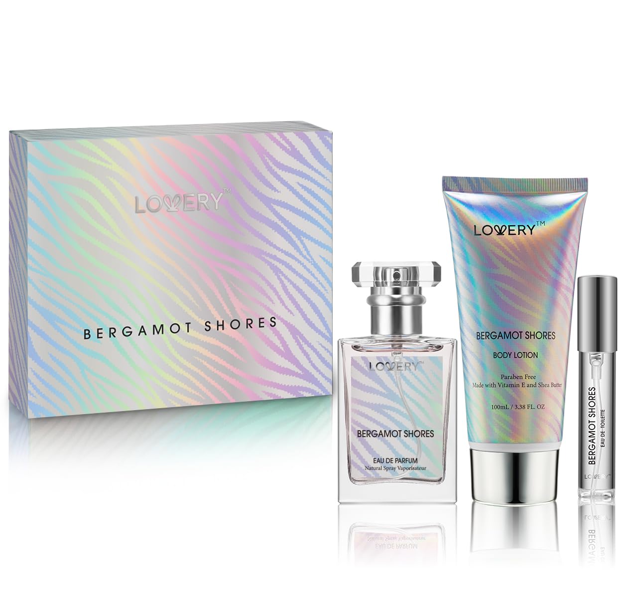 LOVERY Gifts for Mom from Daughter - Bergamot Shores Spa Kit with Perfume, Body Lotion & Eau de Toilette Spray - Self Care Gifts for Women and Men - Birthday Gifts for Mom - Bath and Body Gift