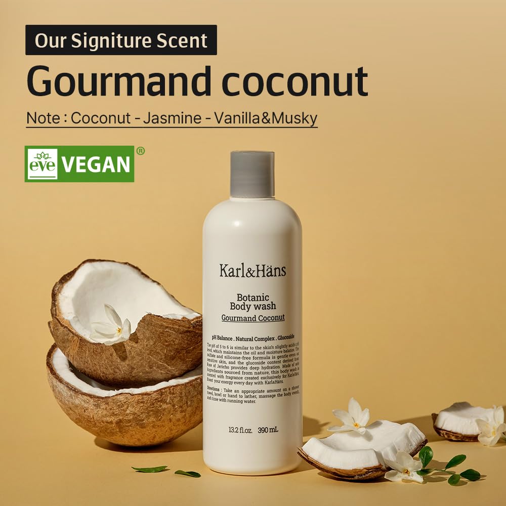 Karl&Hans Botanic Gourmand Coconut Vegan Body Wash & Body Lotion Organic for Men and Women