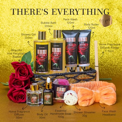 Birthday Gifts for Women, Spa Gift Baskets for Women, 14 Pcs Cherry Blossom & Rose Fragrance Spa Gifts for Mothers Day Gifts, Birthday Gifts for Wife, Self Care Kit