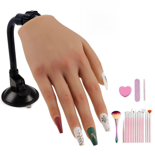 KnowU Nail Practice Hand with Suction Cup Stand, Mannequin Hand for Acrylic Nails, Professional Manicure Tool, DIY Nail Art Accessories, Flesh Tone