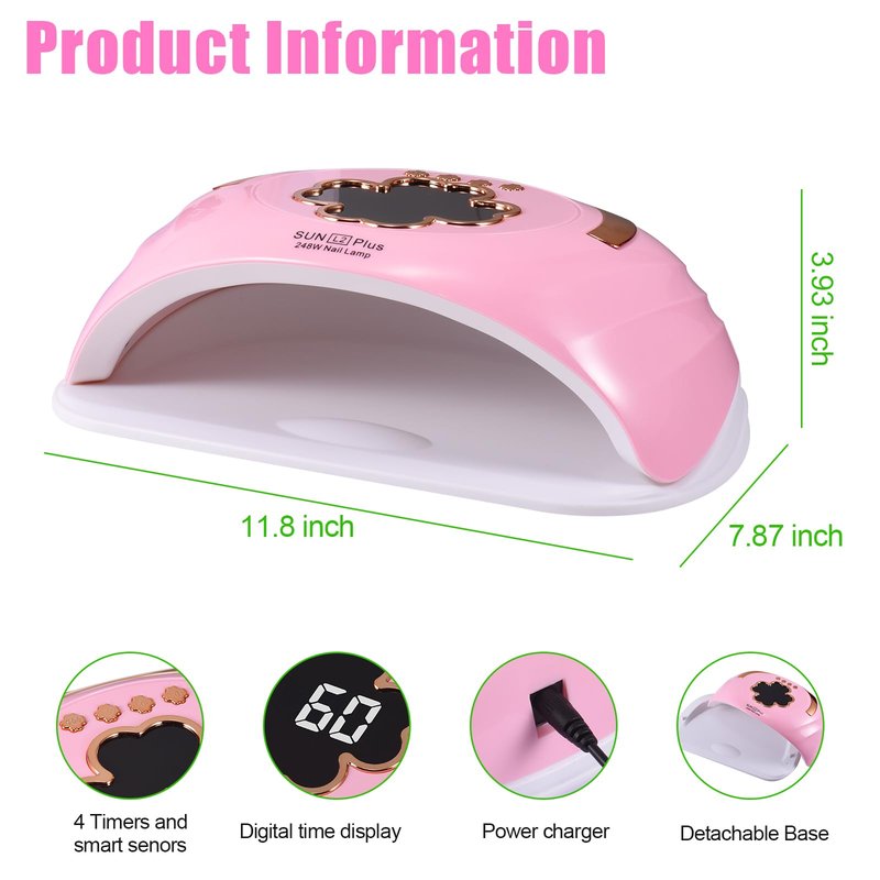 Akuirtoi UV LED Nail Lamp for Two Hand, 248W Large Space UV Light for Nails,45 LED Beads and Professional Manicure Nail Lamp with Automatic Sensor (White)