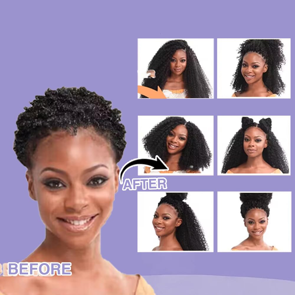 3C 4A Kinky Curly Clip in Hair Extensions Human Hair for Black Women - 8Pcs 18Clips Double Weft Brazilian Remy Human Hair Thick to Ends 120G/4.2oz Natural Black (12 inch)