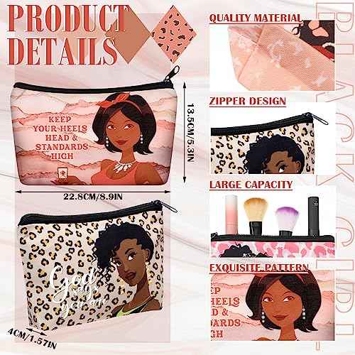 Talltalk 24 Pcs Makeup Bag Toiletry Canvas Zipper Makeup Bags Housekeeping Appreciation Gifts Cosmetic Pouch Reusable Multipurpose Organizer(Black,African Women)