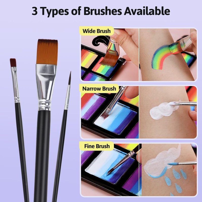 Janolia Face Painting Kit for Kids, Rainbow Face Paint Kit, Water Activated Face Paint, Macaron Color Split Cake Body Paint, Ideal Facepaint Makeup Kit for Kids Party Halloween Carnival Easter