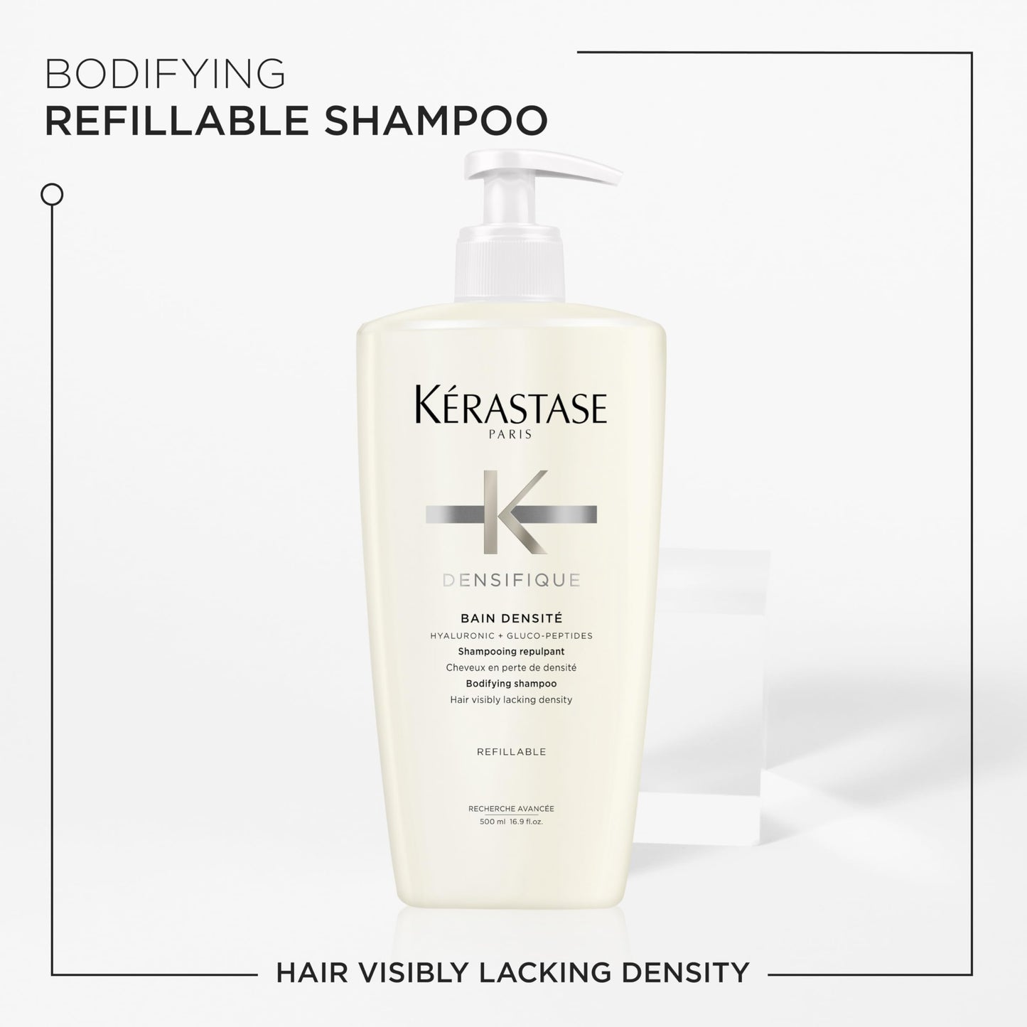 Kerastase Densifique Densité Shampoo - Thickening & Strengthening For Fine & Thinning Hair, Removes Build-Up & Adds Shine With Hyaluronic Acid, 16.9 Fl Oz