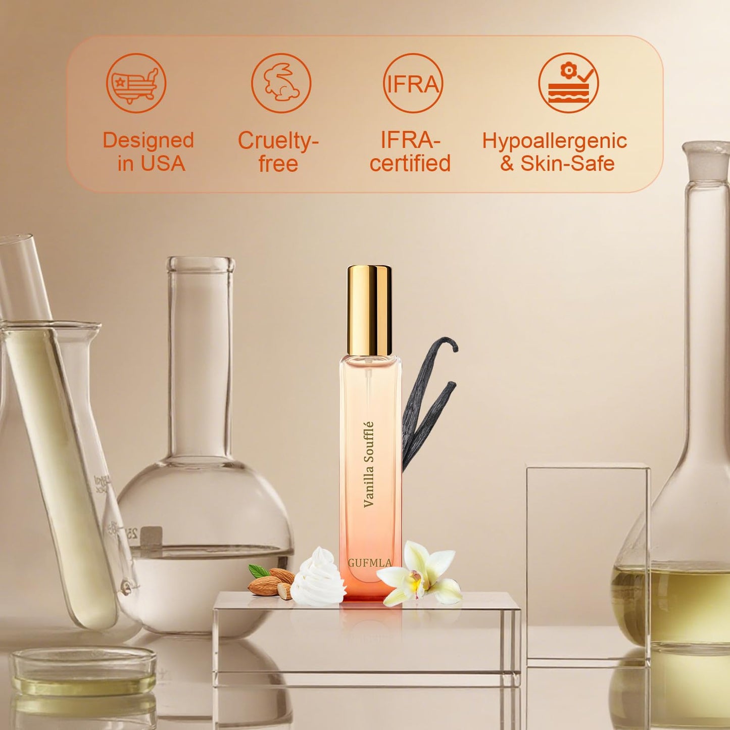 GUFMLA Pheromones Perfumes for Women, Vanilla Perfume, Long Lasting Perfume for Her - Vanilla Soufflé Scent, Travel Size 0.51fl.oz/15ml, Original Formula Eau De Parfum, Perfumes Spray for Women