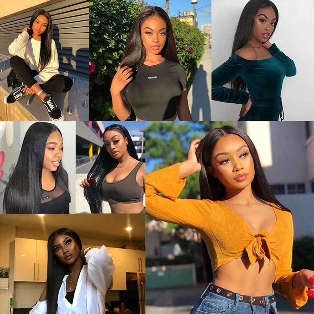 Human Hair Lace Closure - 5x5 Straight HD Transparent Lace | Pre-Plucked with Baby Hair, 12 Inch, Natural Black