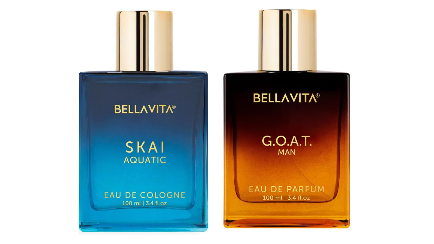 BellaVita Luxury G.O.A.T. & Skai Aquatic Perfume Combo for Men and Women | Long-Lasting, Refreshing & Invigorating | Cruelty-Free & Vegan | Ideal Gift for Sports & Gym Enthusiasts