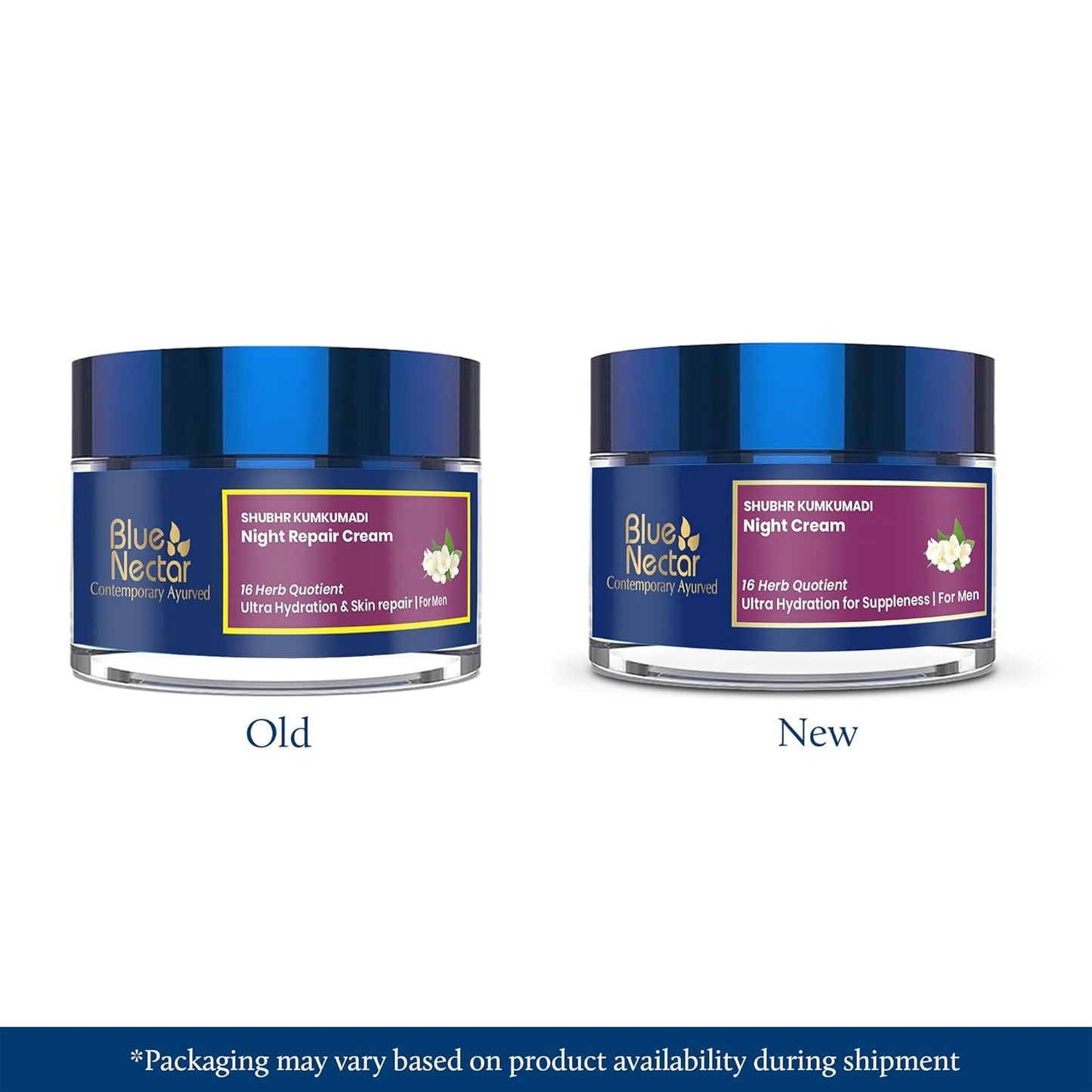 Blue Nectar Kumkumadi Night Cream with Jasmine for Deep Hydration with Kumkumadi Oil & Organic Ghee | Plant-Based Moisturizer for Smooth, Radiant and Glowing Skin (Men, 16 Herbs, 1.7 Fl oz)