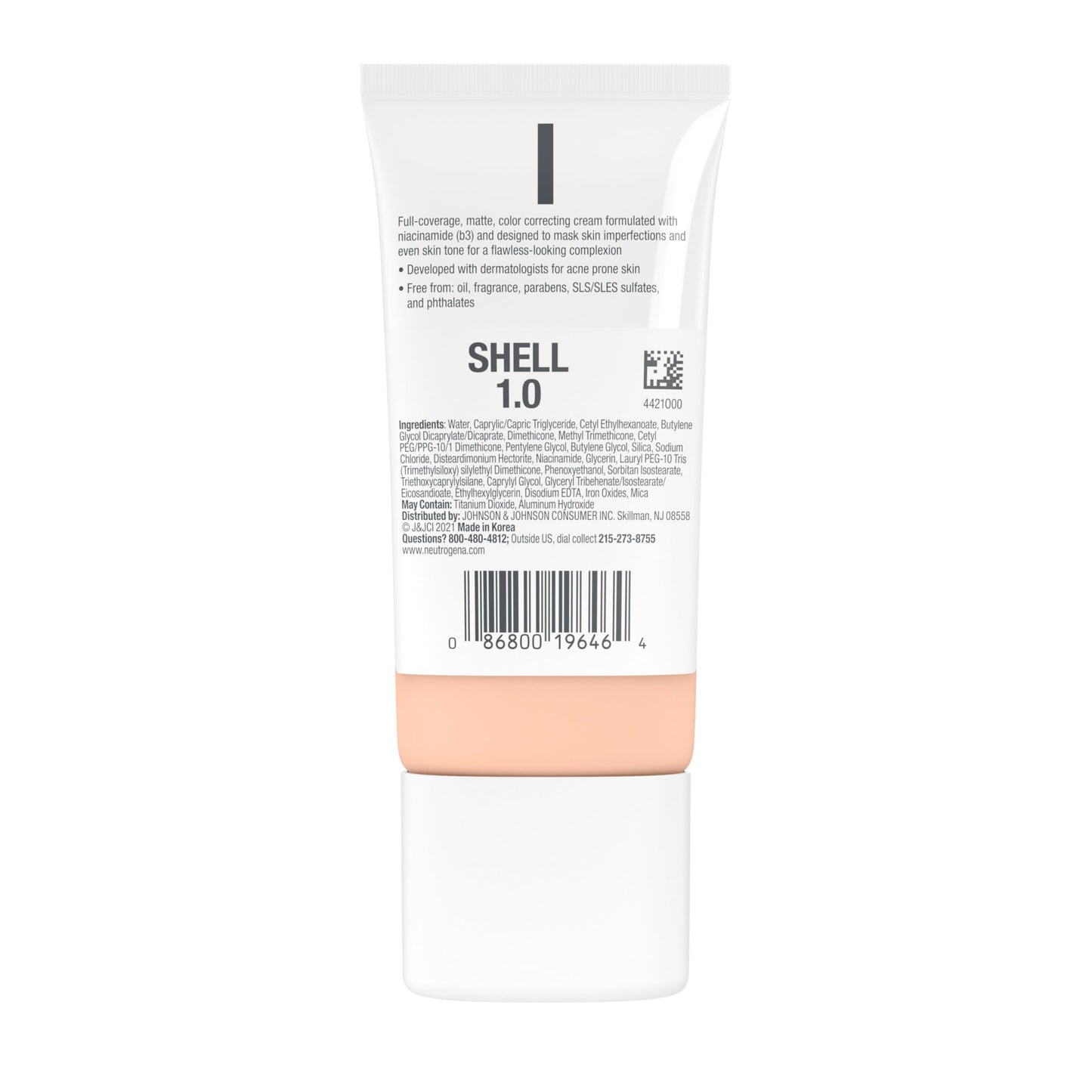 Neutrogena Clear Coverage Flawless Matte CC Cream, Full-Coverage Color Correcting Cream Face Makeup with Niacinamide (b3), Hypoallergenic, Oil Free & -Fragrance Free, Golden Ecru, 1 oz (Pack of 2)