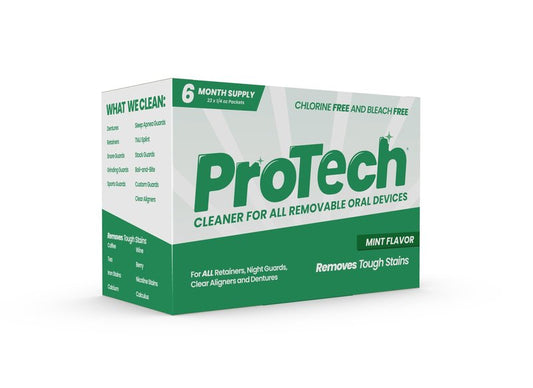 Pro Tech Retainer Cleaner - 180-220 Cleanings (0.17 Per Cleaning) 22 Pack/6 Month Supply - For Clear Aligners, Dentures, Retainers, Mouth Guards & Night Guards - Cleaning Crystals, Mint