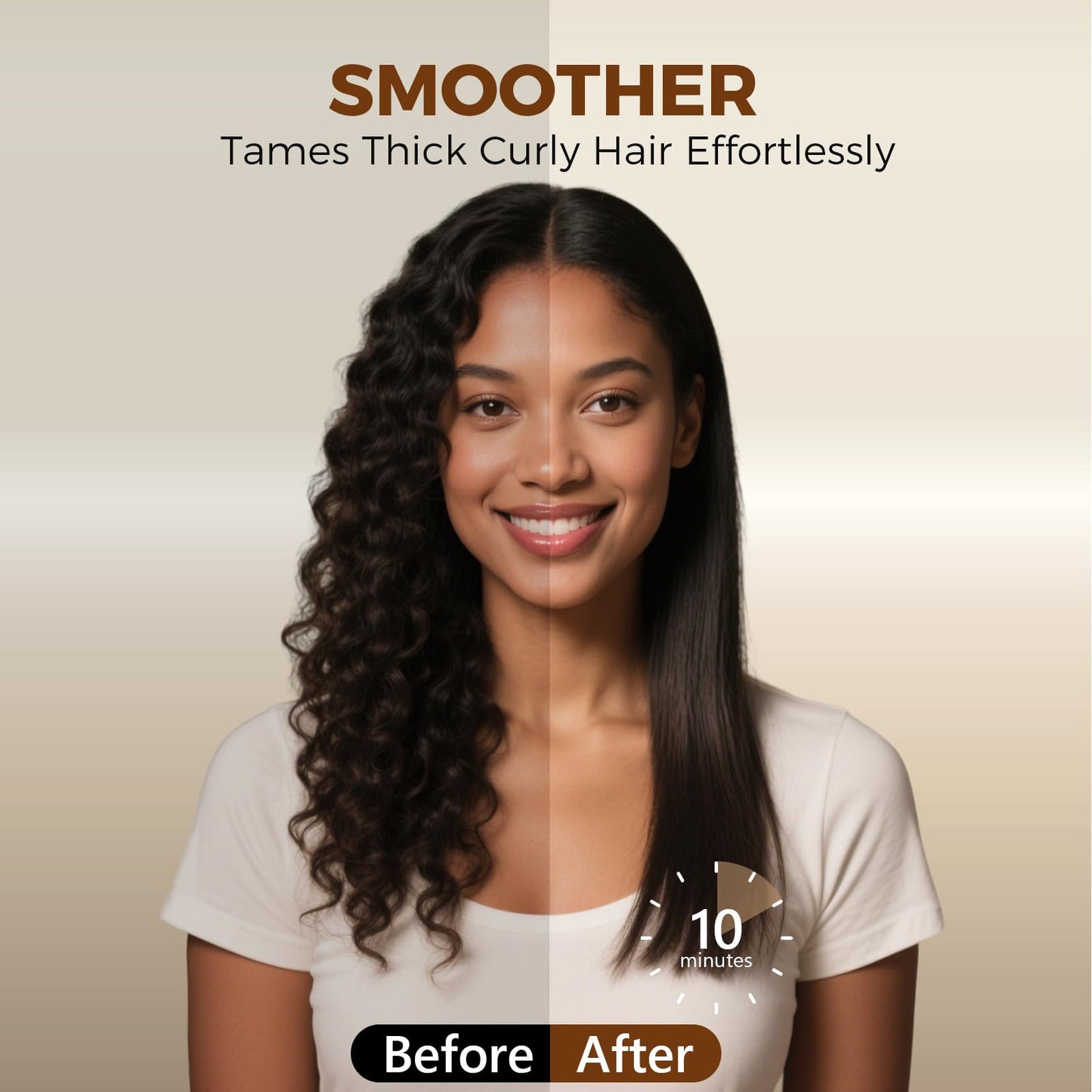 Ufree Upgraded Hair Straightener Brush, 5 Temps Straightening Brush with Ionic Tech, Cool Air System, Dense Bristles, Dual Voltage, Ceramic Hot Comb, Women Gifts