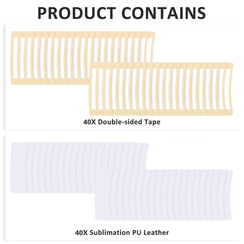 Hair Claw Clips - 40 Pack Sublimation Blanks for Square & Rectangle Designs | Strong Double-Sided Adhesive