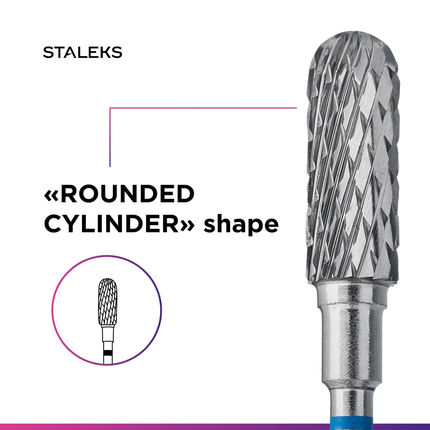 STALEKS PRO Expert Carbide Nail Drill Bit (Rounded Cylinder, Blue, 5mm Head / 13mm WP) – Medium Hardness for Artificial Nail Correction & Hyperkeratosis Removal in Hardware Manicure/Pedicure