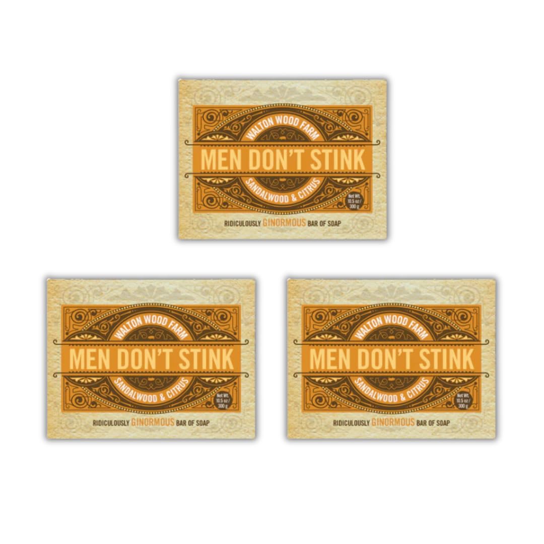 Walton Wood Farm Soap - Men Don't Stink 10.5oz (Sandalwood & Citrus) 3-Pack