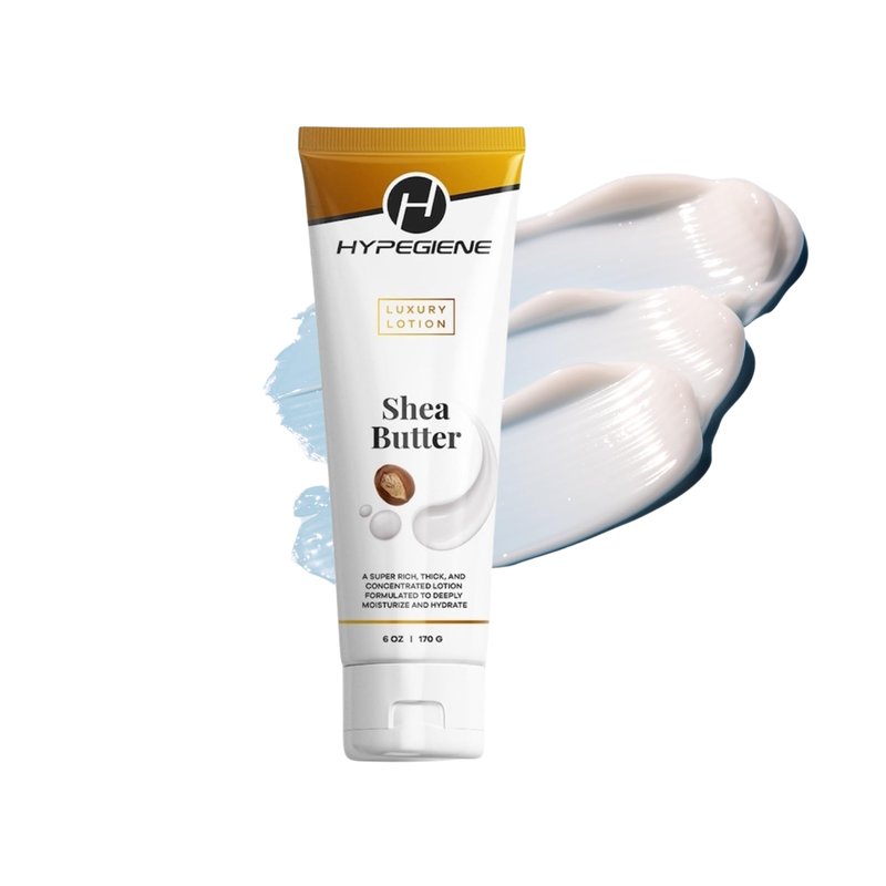 Hypegiene Shea Butter Lotion - Deep Hydrating Daily Moisturizer - Non-Greasy Organic Paraben Free Rich Shea Butter Hand Lotion & Vegan Body Lotion For Dry & Sensitive Skin (6oz)