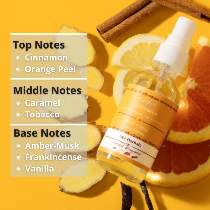 MA Herbals Comfort Cinnamon & Frankincense Natural Fragrance | w/Notes of Tobacco, Vanilla, Caramel, and Amber | Unisex Gourmand Eau de Parfum made with Essential Oils