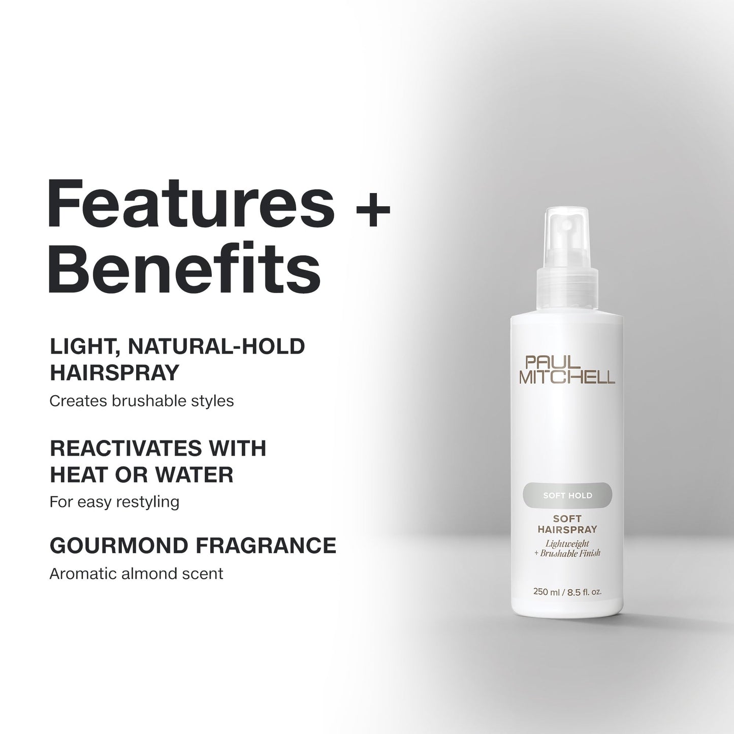 Paul Mitchell Soft Spray, Natural Hold, Touchable Finish Hairspray, For All Hair Types, 8.5 fl. oz