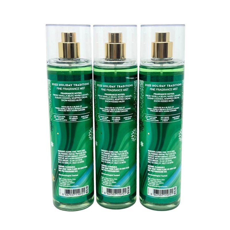 Bath & Body Works Vanilla Bean Noel Fine Fragrance Mist 8oz - Lot of 3-2022 Version