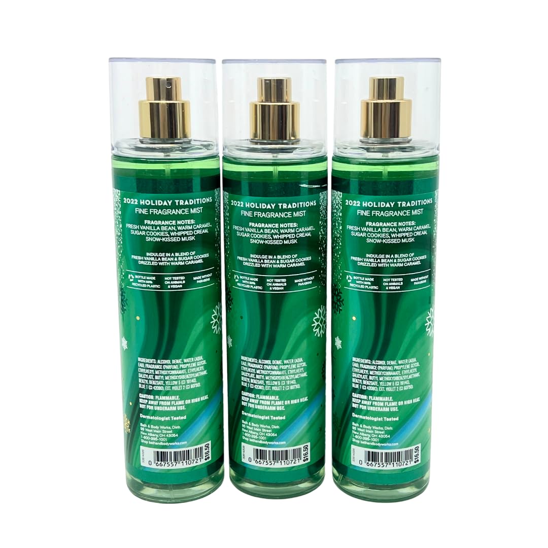 Bath & Body Works Vanilla Bean Noel Fine Fragrance Mist 8oz - Lot of 3-2022 Version
