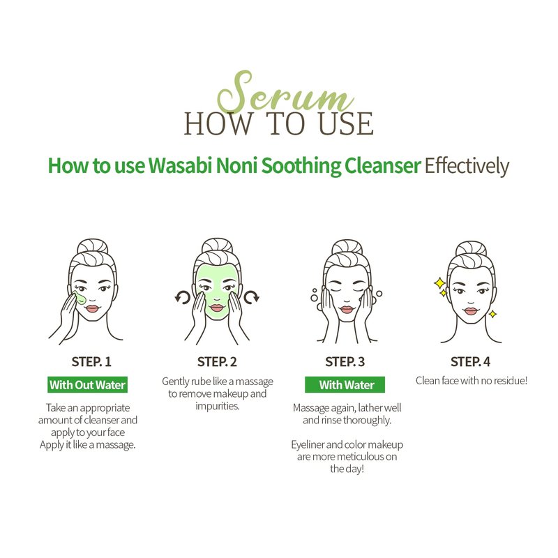 Wasabi Noni Soothing Cleanser - pH 5.5 Gentle Gel for Sensitive & Oily Skin | 3.38 fl. oz. Vegan Korean Facial Cleanser
