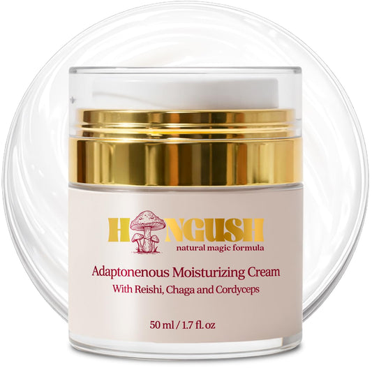HONGUSH Natural Formula Facial Moisturizer (Reishi, Chaga, and Cordyceps) – Lightweight Daily Hydrating Face Cream for Dry and Oily Skin – Non-Greasy Moisturizer – 50 ml