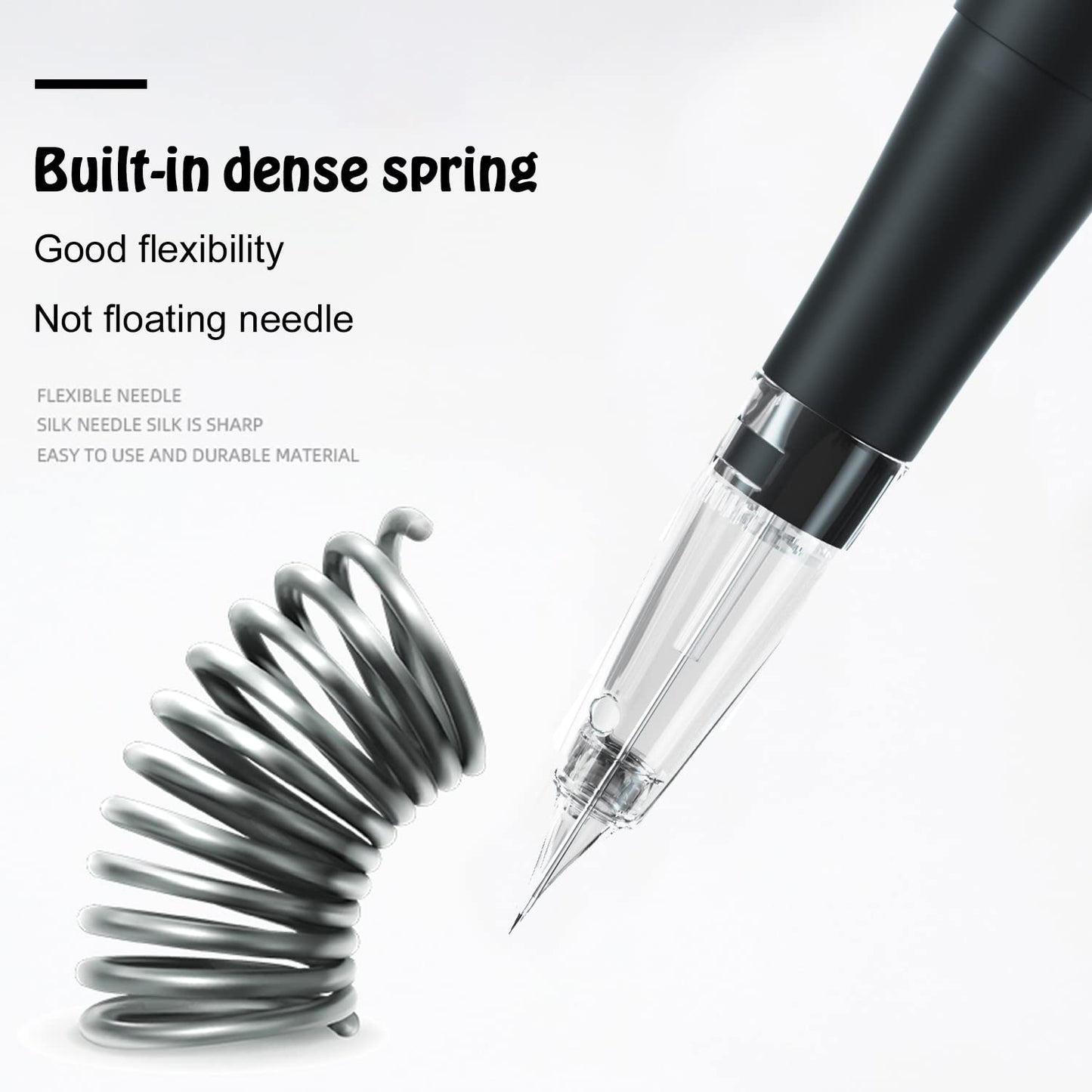 Permanent Eyebrow Makeup Wired Tattoo Machine Kit Corded Tattoo Pen with 15pcs Mixed Cartridges Needles for Shading Eyeliner Lip Microshading (Black)