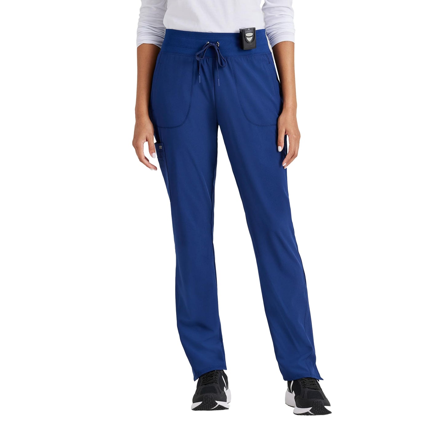 BARCO One Uplift Classic Fit Tapered Leg Scrub Pant for Women – Indigo, 5-Pocket Mid-Rise Scrub Bottoms w/ 360 Spandex Stretch – Moisture Wicking, Anti-Static & Quick Shed – Medium, Regular Fit