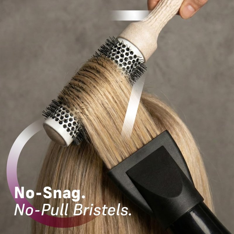 Professional 1 Inch Round Brush for Blowout & Blow Dry Styling – Ceramic Ionic Barrel Hair Brush for Volume, Smooth Hair & Shine – Lightweight Round Brush for Short Hair & Bangs