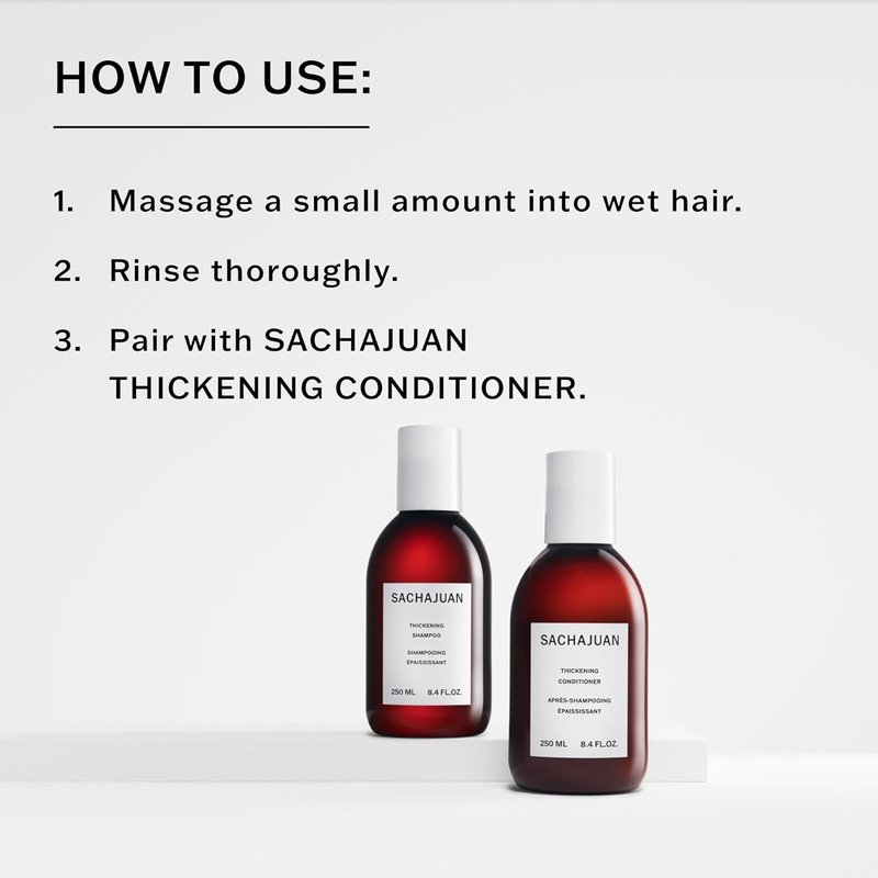 SACHAJUAN Thickening Hair Shampoo, Volumizing, Heat & UV Protectants, Shine & Smooth Volume, Paraben-Free, 3.4 fl oz