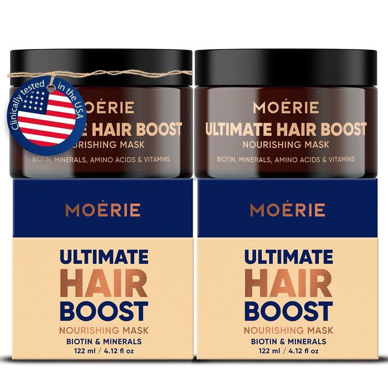 Moerie Mineral Hair Growth & Repair Mask – Hair Loss treatment Mask – Hair Regrowth For Longer, Thicker, Fuller Hair - Vegan Friendly – Paraben & Silicone Free, Double Set