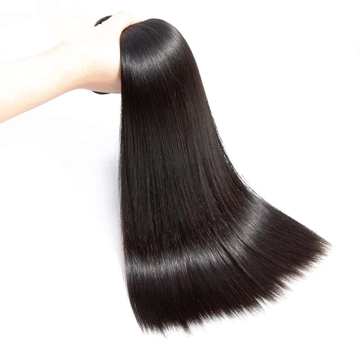 Angie Queen Straight Bundles Human Hair 20 Inch 100% Unprocessed Virgin Hair Extensions Single Bundle 100 Gram(+/-5g) Double Weft Quick Weave Sew In Nature Black Color