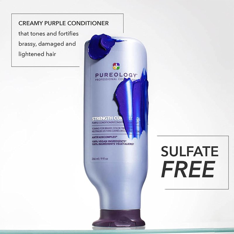 Strength Cure Blonde Purple Conditioner - Sulfate-Free & Vegan Formula for Blonde and Color-Treated Hair | Strengthens & Fights Brass